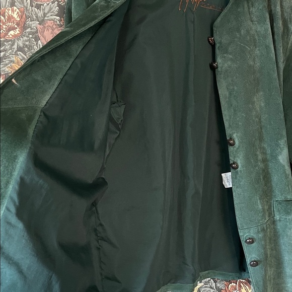 80s Vintage Green Suede Jacket M - Picture 10 of 12